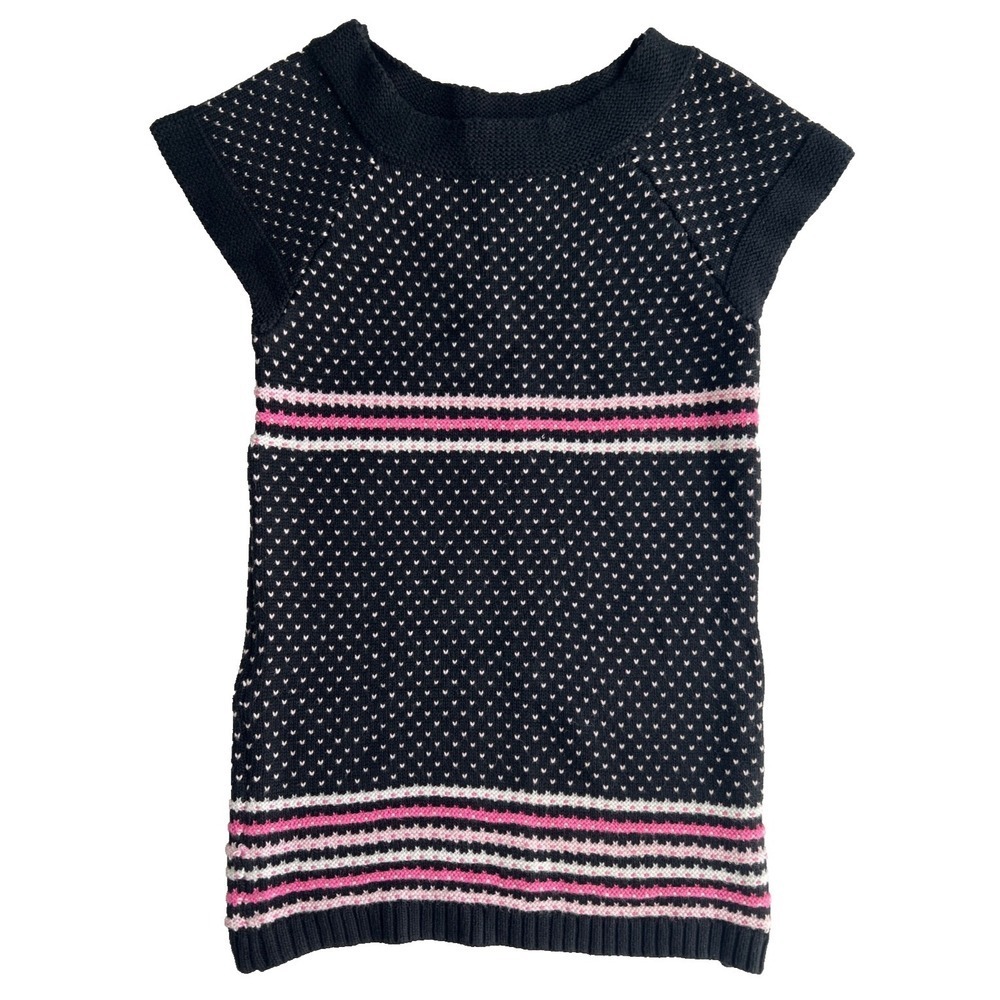 Gymboree Glamour Ballerina Girls Sweater 5/6 Black Pink Heart Tunic Balletcore